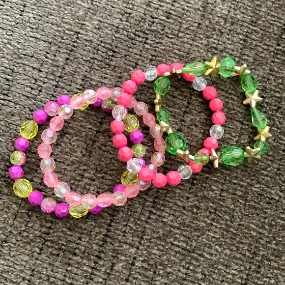 Homemade Stretch Beaded Bracelets, 7” Colorful beads, Set of 4 New Bracelets - Picture 1 of 4